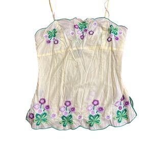 Embroidered Cream Top with Floral Accents